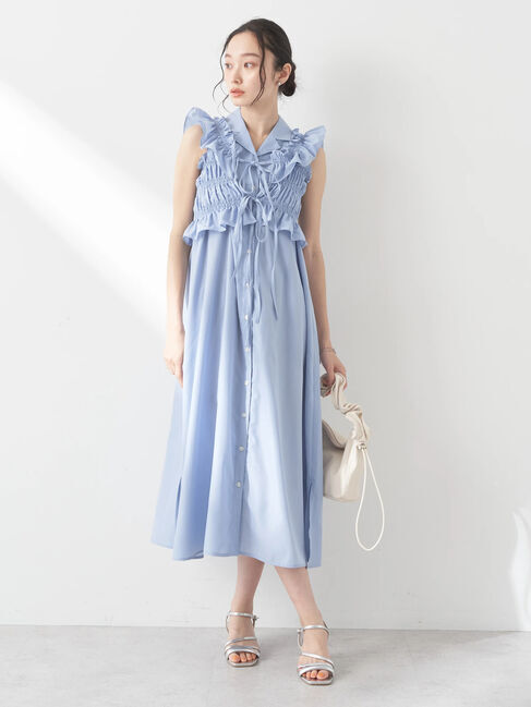 earth music&ecology「SET2点シャーリングビスチェ&times;シャツワンピース」|ワンピース|