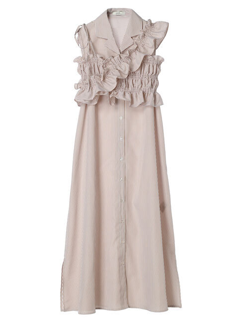 earth music&ecology「SET2点シャーリングビスチェ&times;シャツワンピース」|ワンピース|