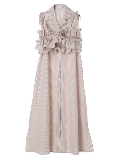 earth music&ecology「SET2点シャーリングビスチェ&times;シャツワンピース」|ワンピース|