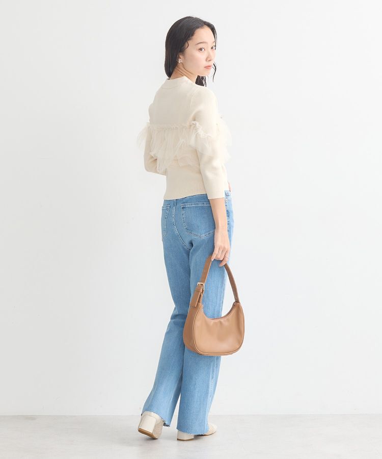 earth music&ecology「胸元チュールドッキングニットプルオーバー」|ニット・セーター|