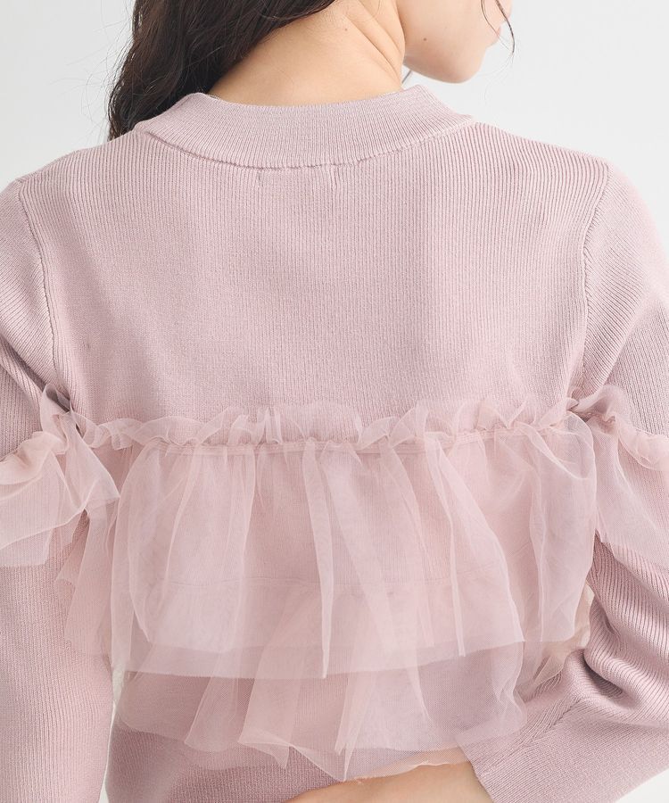 earth music&ecology「胸元チュールドッキングニットプルオーバー」|ニット・セーター|