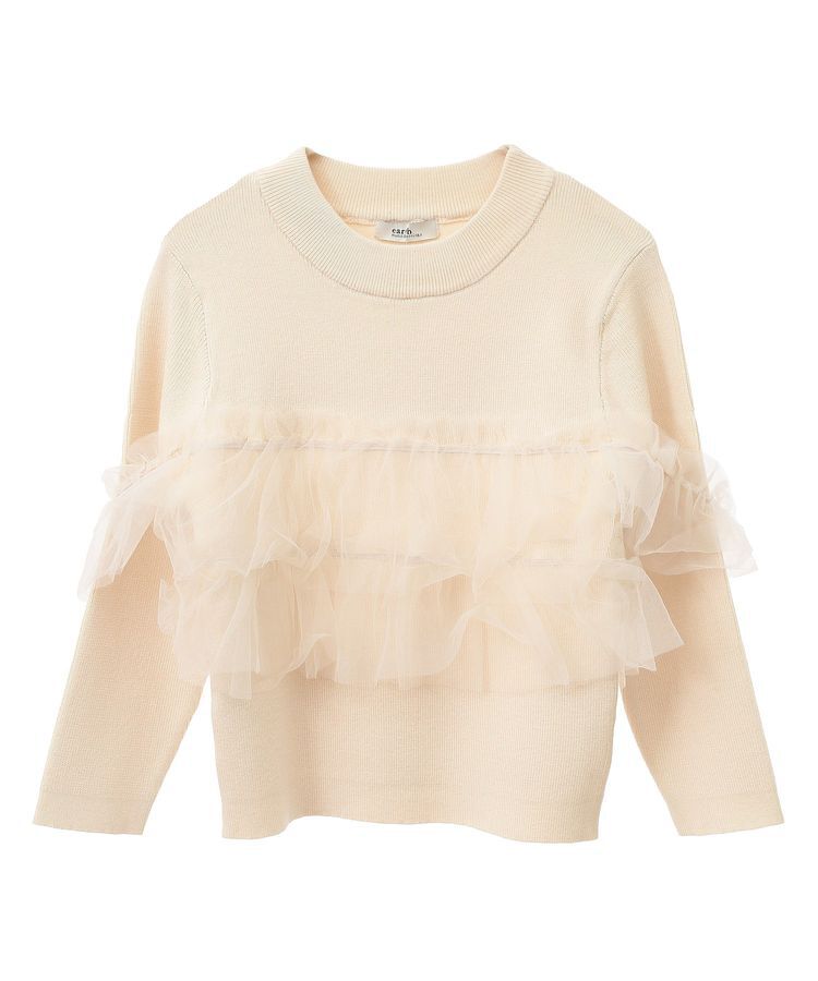 earth music&ecology「胸元チュールドッキングニットプルオーバー」|ニット・セーター|