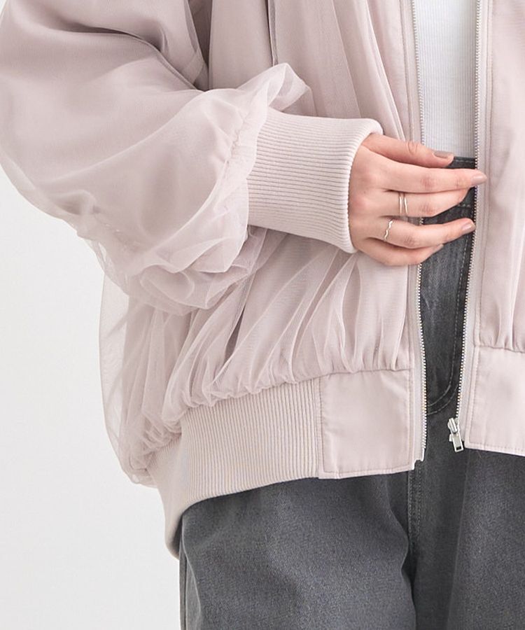 earth music&ecology「チュールレイヤードMA-1」|ブルゾン・スタジャン|