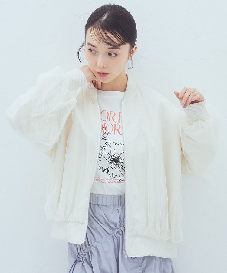 earth music&ecology「チュールレイヤードMA-1」|ブルゾン・スタジャン|