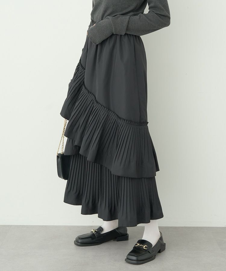 earth music&ecology「プリーツティアードスカート」|フレア|