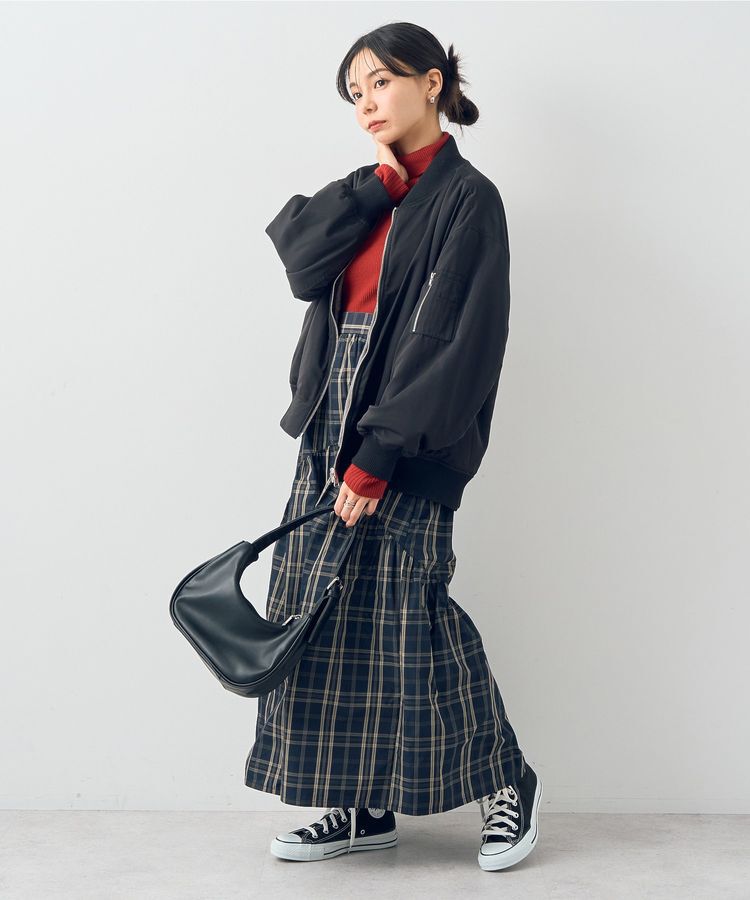 earth music&ecology「メモリータフタチェックスカート」|フレア|