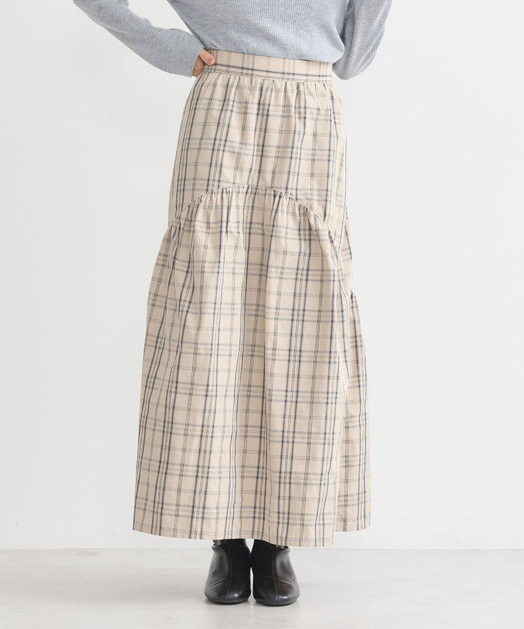 earth music&ecology「メモリータフタチェックスカート」|フレア|