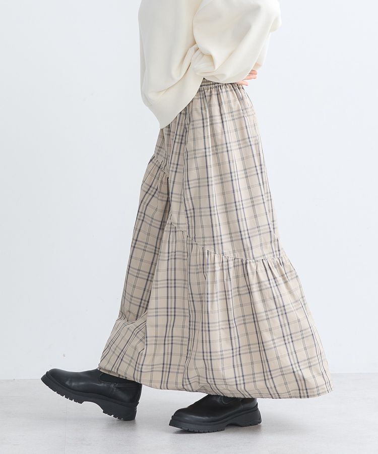 earth music&ecology「メモリータフタチェックスカート」|フレア|