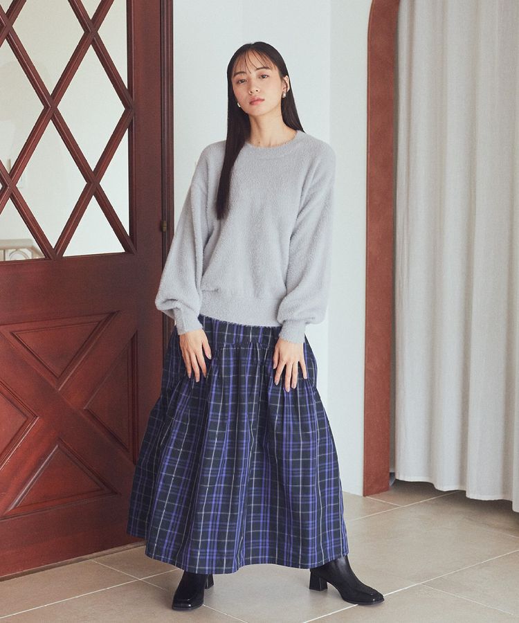 earth music&ecology「メモリータフタチェックスカート」|フレア|