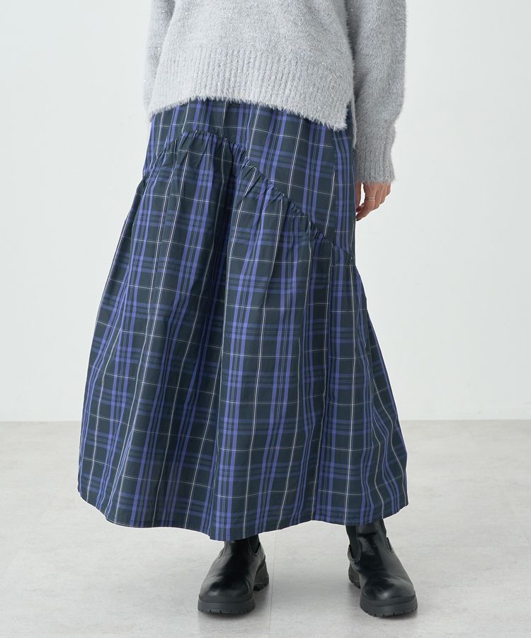earth music&ecology「メモリータフタチェックスカート」|フレア|