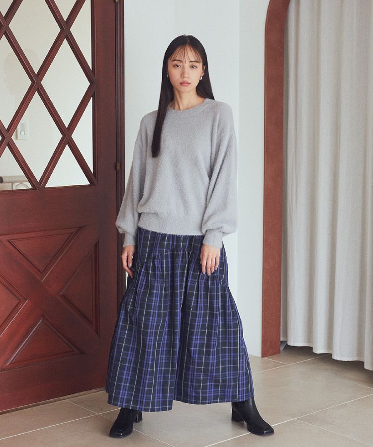 earth music&ecology「メモリータフタチェックスカート」|フレア|