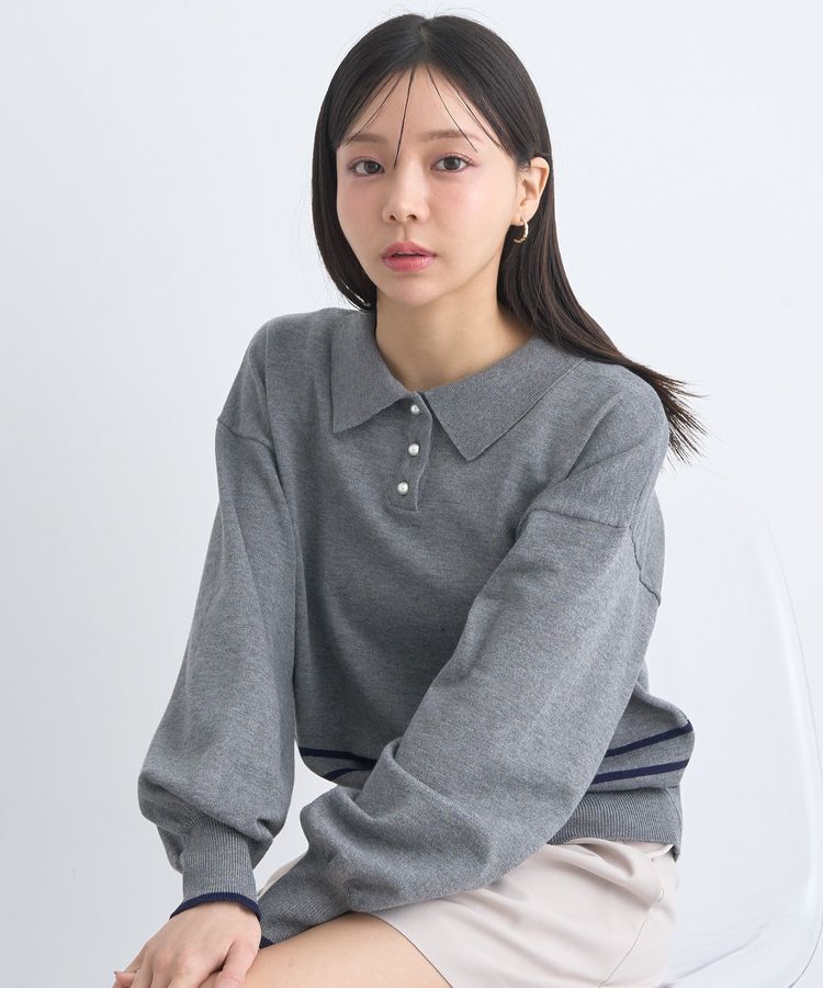 earth music&ecology「パールボタンニットプルオーバー」|ニット・セーター|
