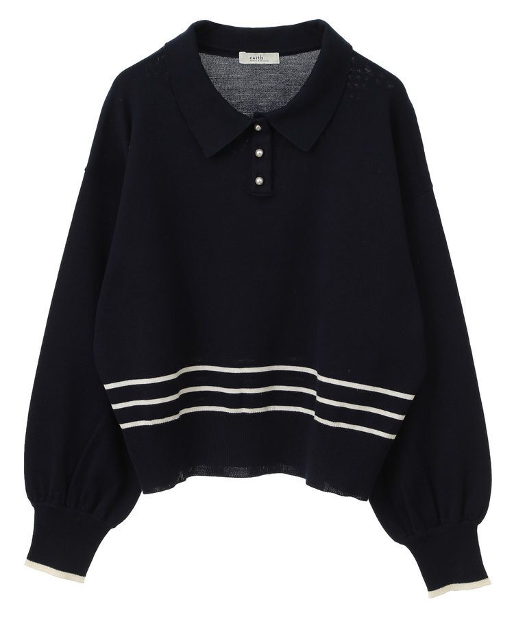 earth music&ecology「パールボタンニットプルオーバー」|ニット・セーター|Navy
