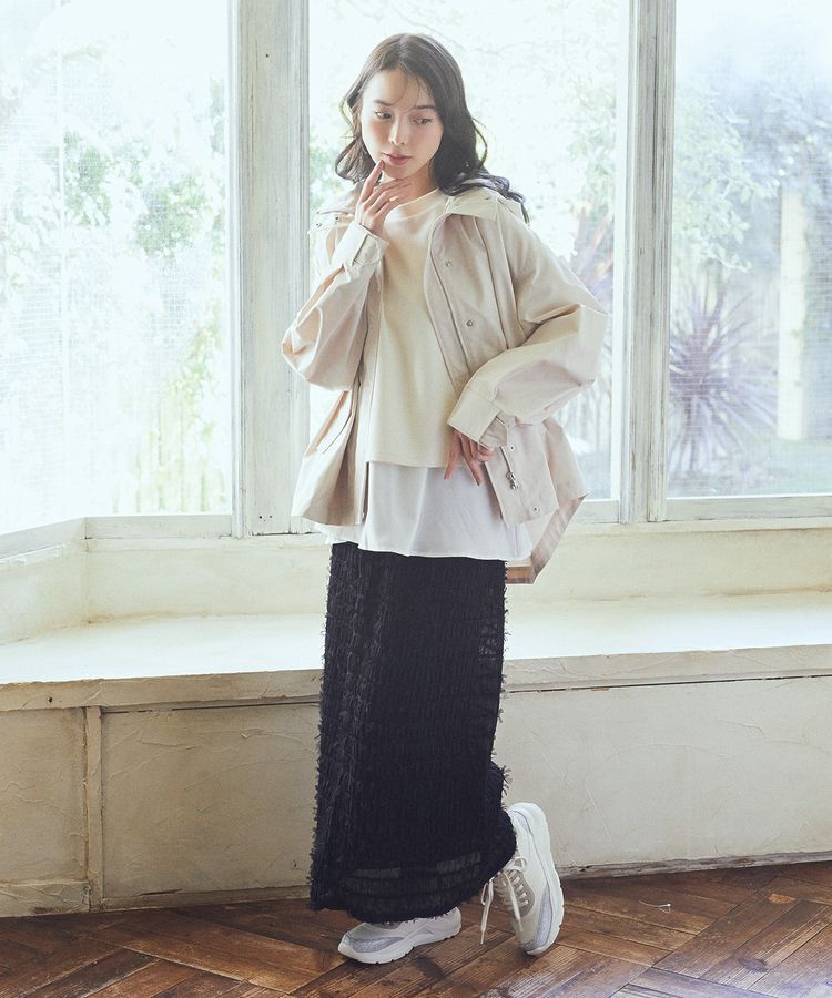 earth music&ecology「フェザーナロースカート」|タイト|