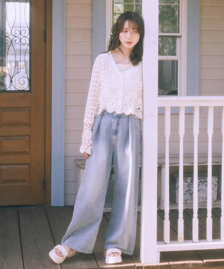 earth music&ecology「タックホックデニムパンツ」|デニム|