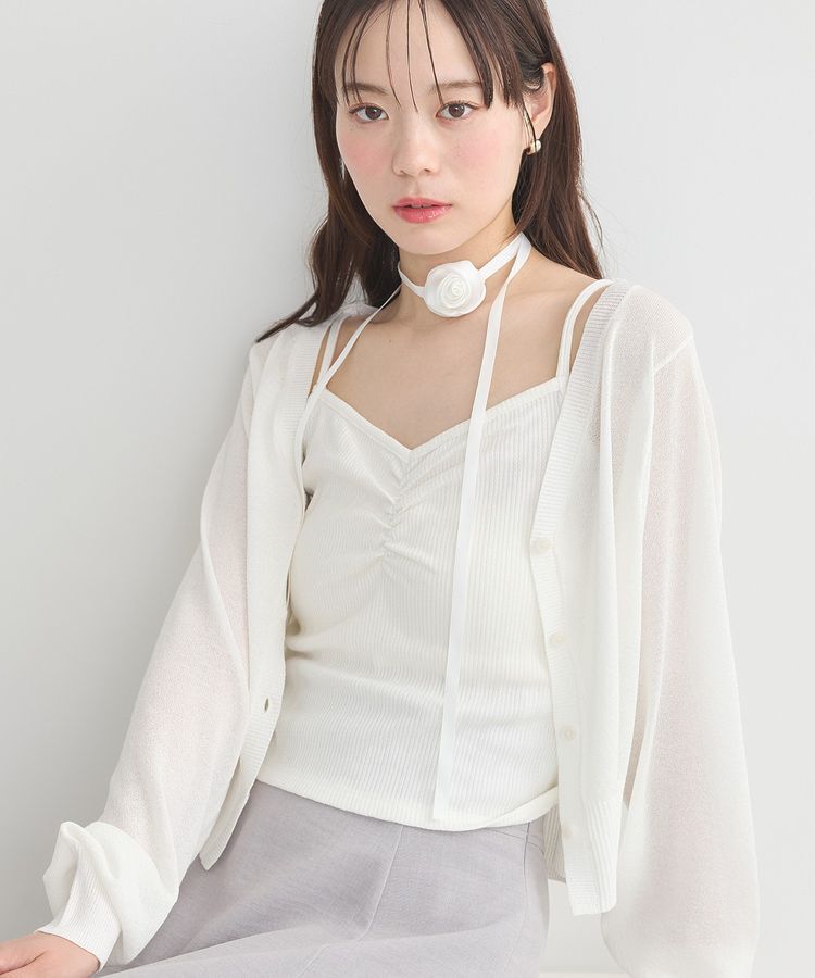 earth music&ecology「SET2点ローズモチーフチョーカー+キャミインナー」|インナー|White