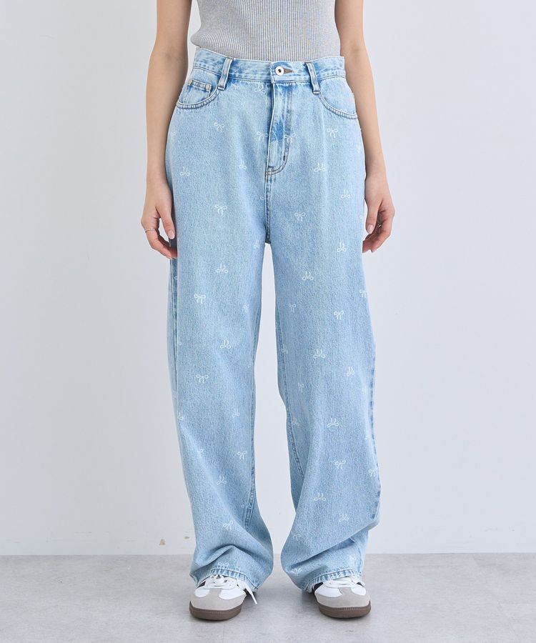 earth music&ecology「リボンプリントデニムパンツ」|デニム|