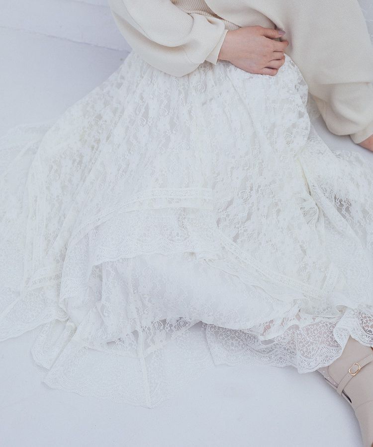 earth music&ecology「レースイレヘムスカート」|フレア|