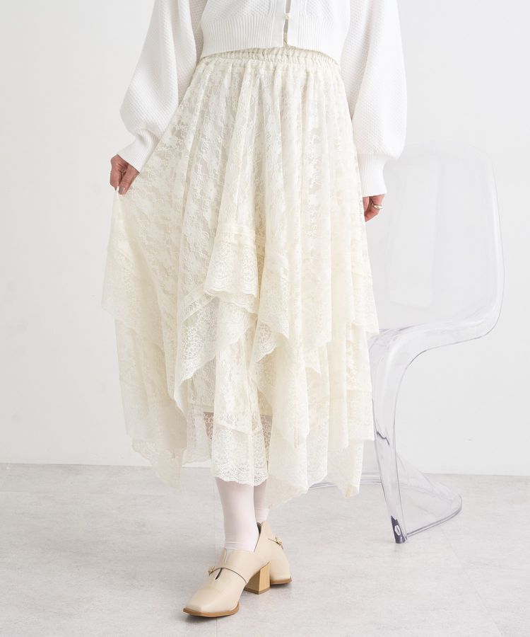 earth music&ecology「レースイレヘムスカート」|フレア|