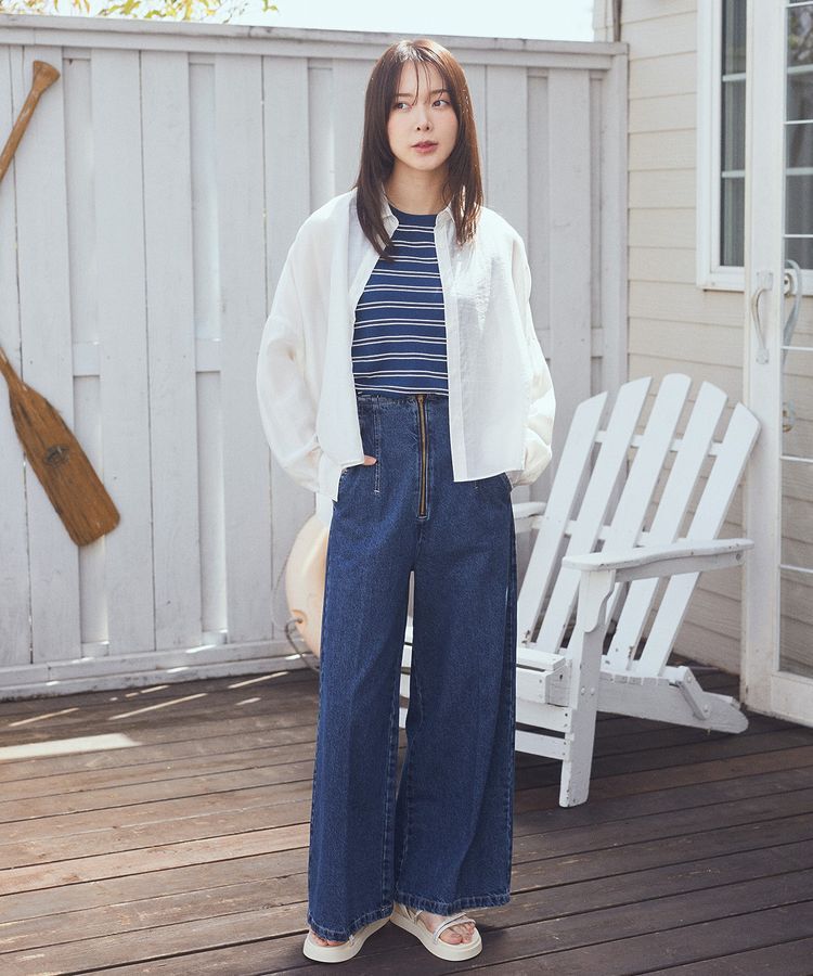 earth music&ecology「フロントZIPバックレースアップデニム」|デニム|