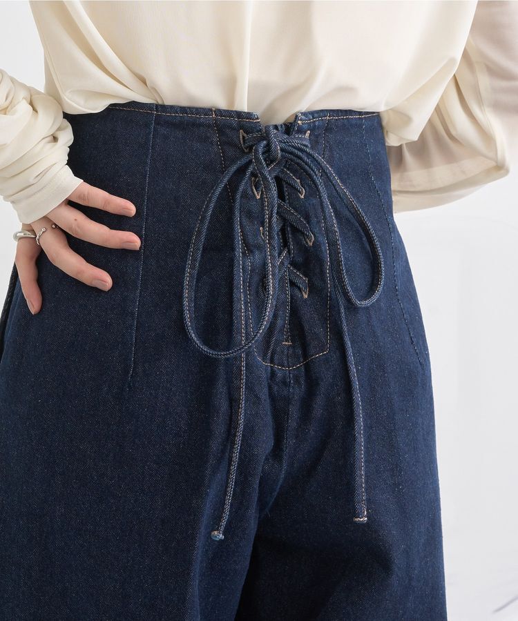 earth music&ecology「フロントZIPバックレースアップデニム」|デニム|