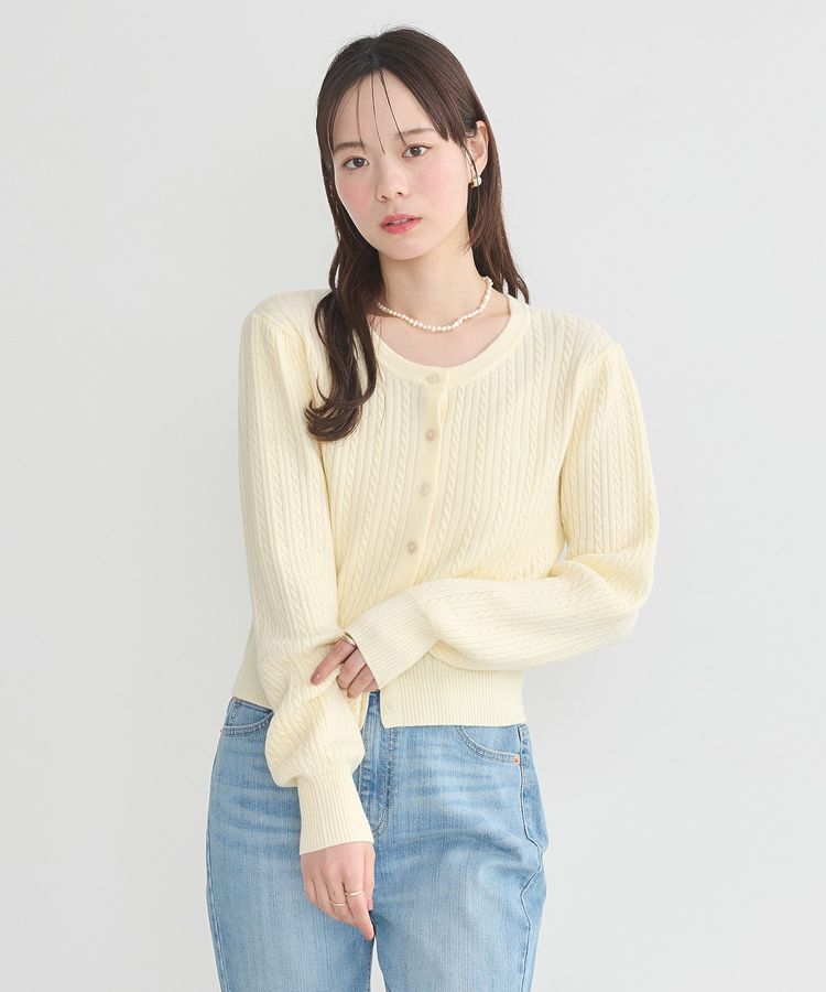 earth music&ecology「ミニケーブルコンパクトカーディガン」|カーディガン|