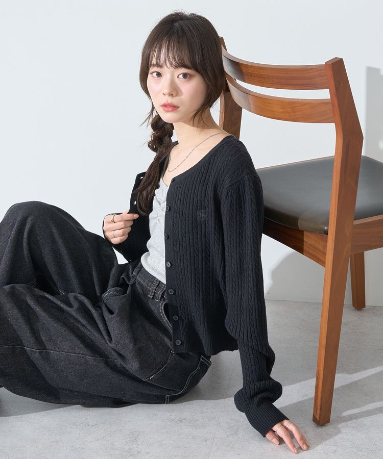 earth music&ecology「ミニケーブルコンパクトカーディガン」|カーディガン|