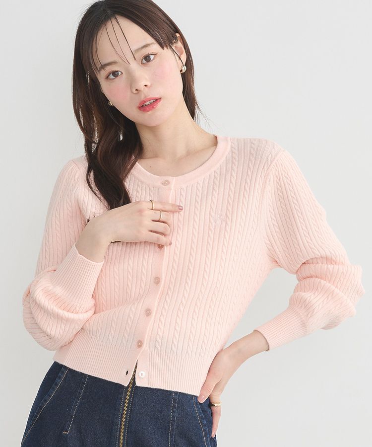 earth music&ecology「ミニケーブルコンパクトカーディガン」|カーディガン|Light Pink