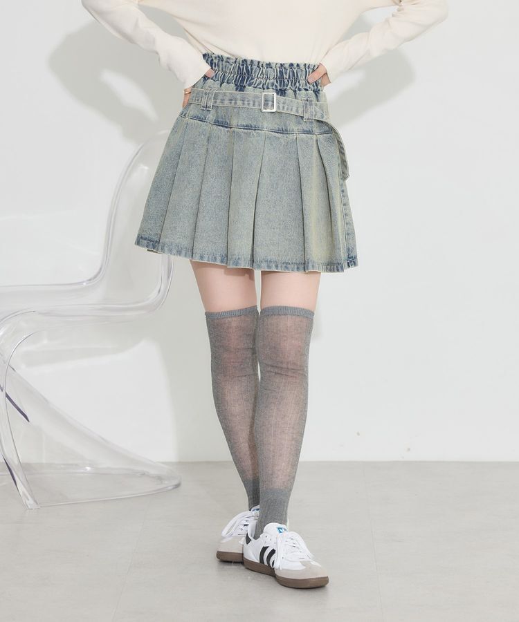 earth music&ecology「デニムプリーツスカパン」|スカート|