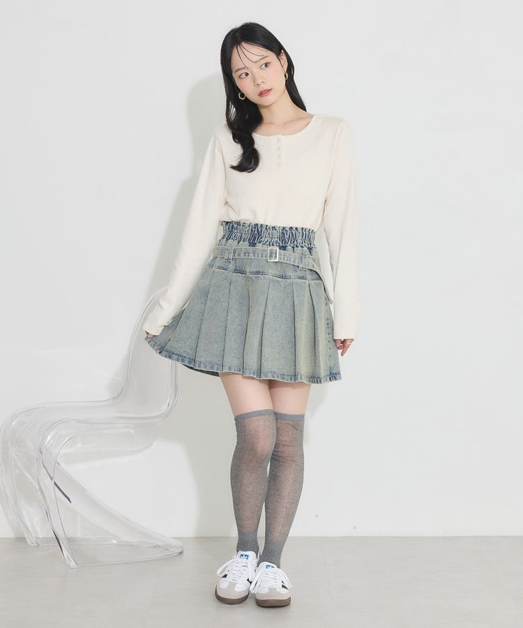 earth music&ecology「デニムプリーツスカパン」|スカート|