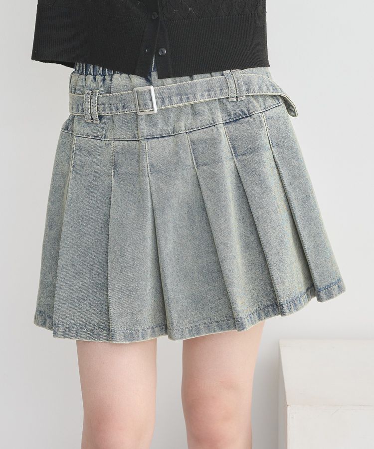 earth music&ecology「デニムプリーツスカパン」|スカート|