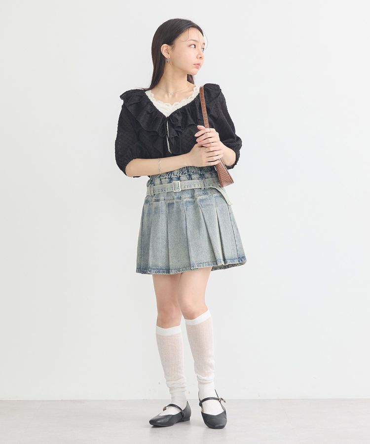 earth music&ecology「デニムプリーツスカパン」|スカート|
