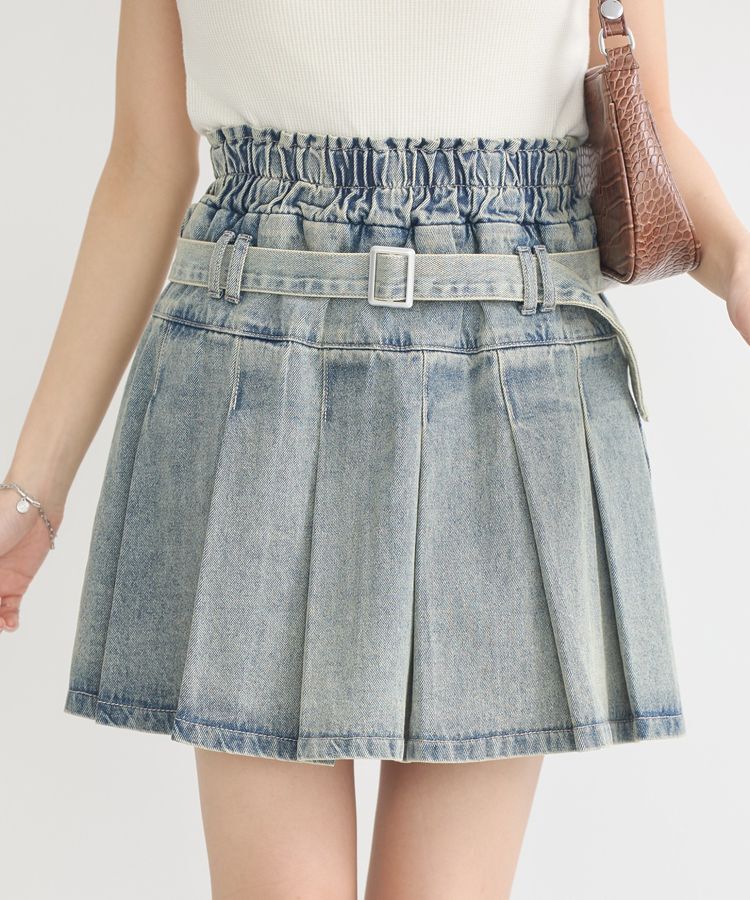 earth music&ecology「デニムプリーツスカパン」|スカート|Indigo