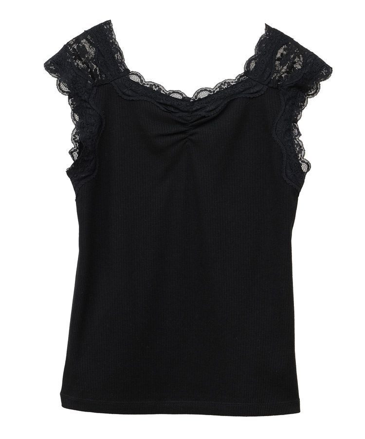 earth music&ecology「ラメテレコショルダーレースタンクトップ」|キャミソール|