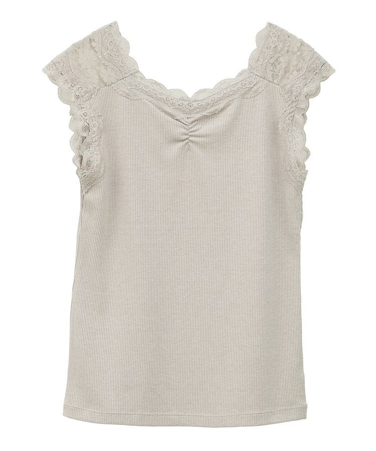 earth music&ecology「ラメテレコショルダーレースタンクトップ」|キャミソール|