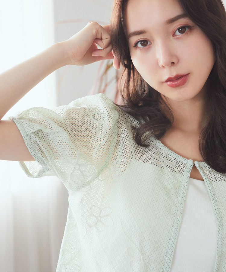 earth music&ecology「フラワーコード刺繍カーディガン」|カーディガン|