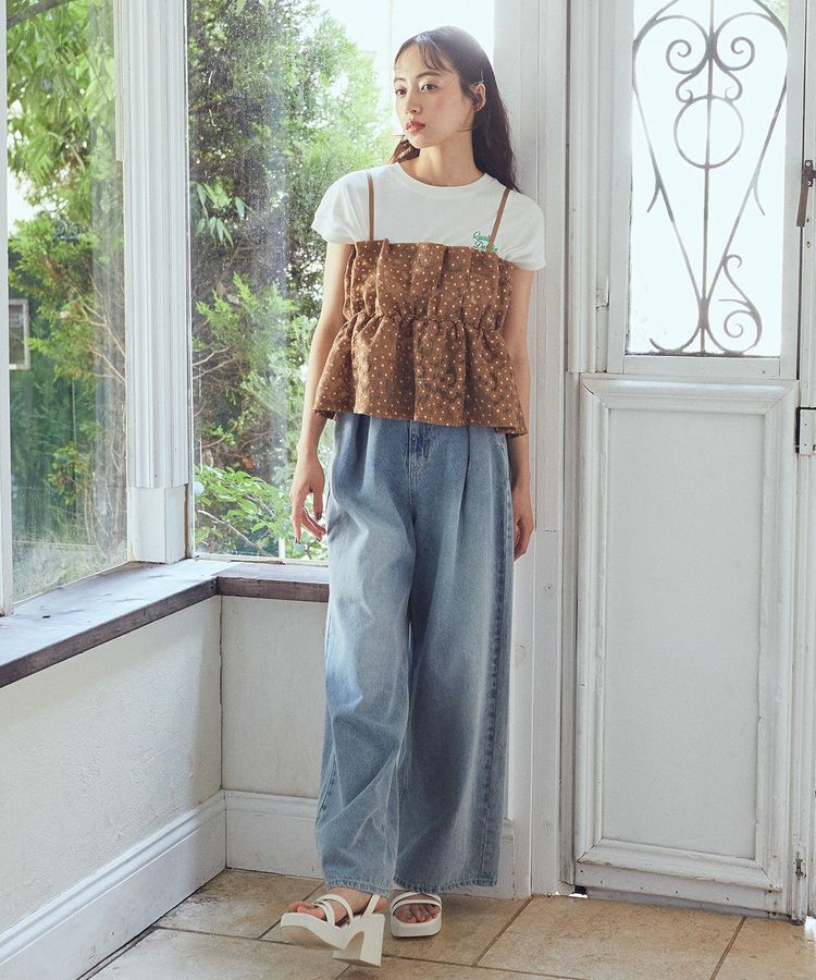 earth music&ecology「キラキラフラワー刺繍ビスチェ」|ベスト・ジレ|