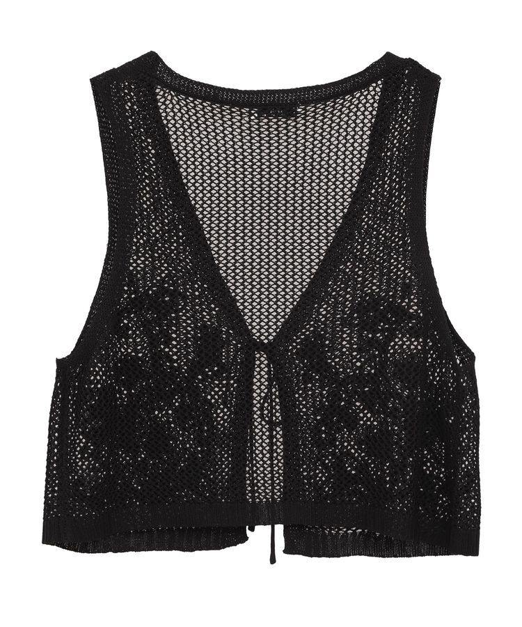 earth music&ecology「フラワー刺繍メッシュベスト」|ベスト・ジレ|