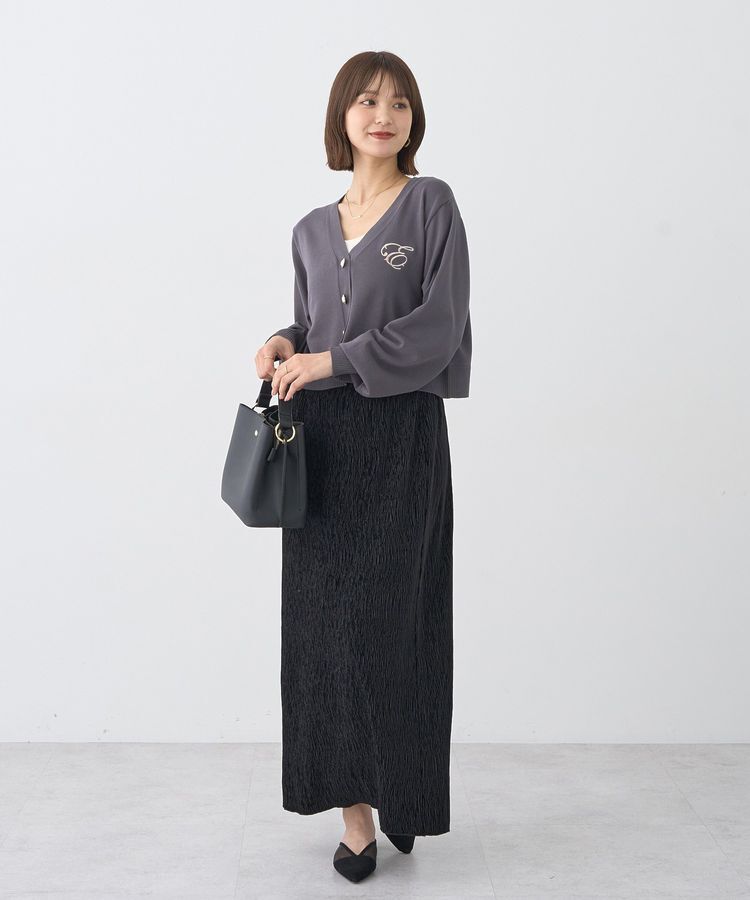 earth music&ecology「シャイニーベロアスカート」|タイト|