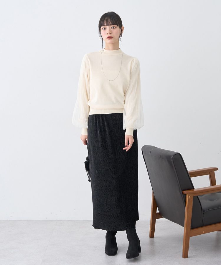 earth music&ecology「シャイニーベロアスカート」|タイト|
