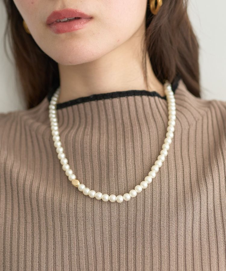 earth music&ecology「2WAYパール&times;リボンネックレス」|ネックレス|