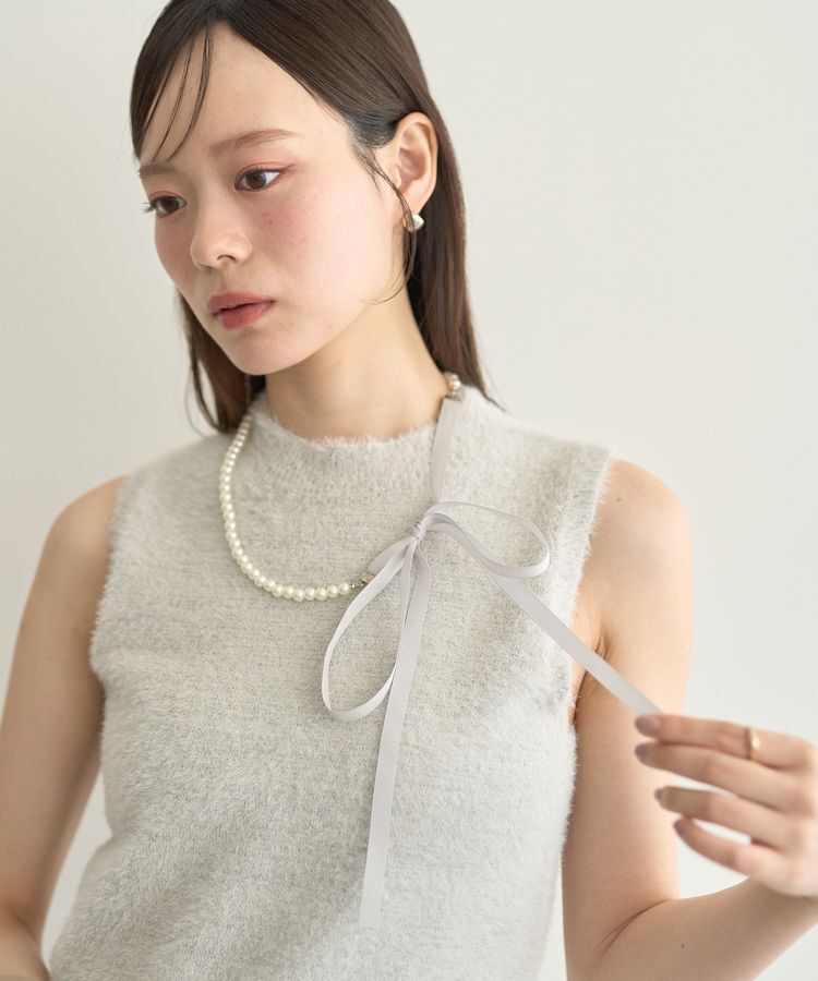 earth music&ecology「2WAYパール&times;リボンネックレス」|ネックレス|