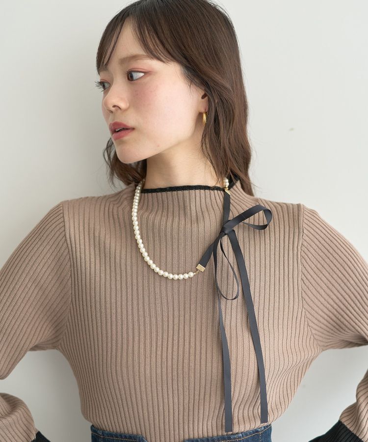 earth music&ecology「2WAYパール&times;リボンネックレス」|ネックレス|