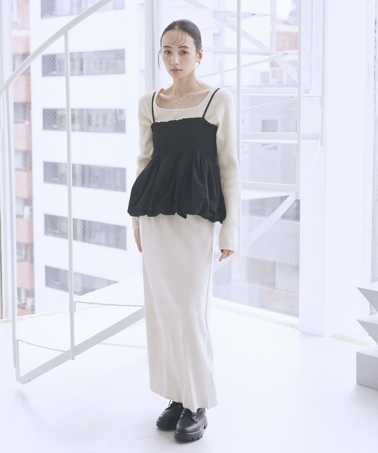 earth music&ecology「セルフカットテレコナロースカート」|タイト|