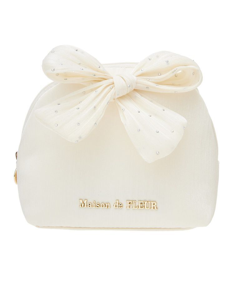 Maison de FLEUR「ストーンリボンラウンドポーチ」|ポーチ|