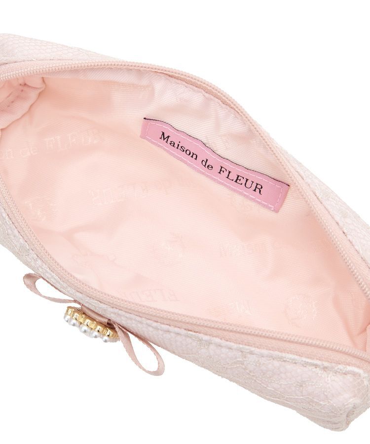 Maison de FLEUR「レースサテンパールビジューロングポーチ」|ポーチ|
