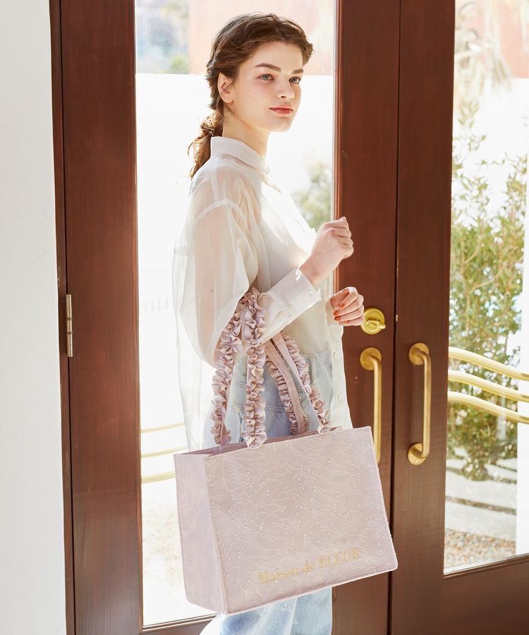 Maison de FLEUR「レースフリルハンドルスクエアトートMバッグ」|トートバッグ|