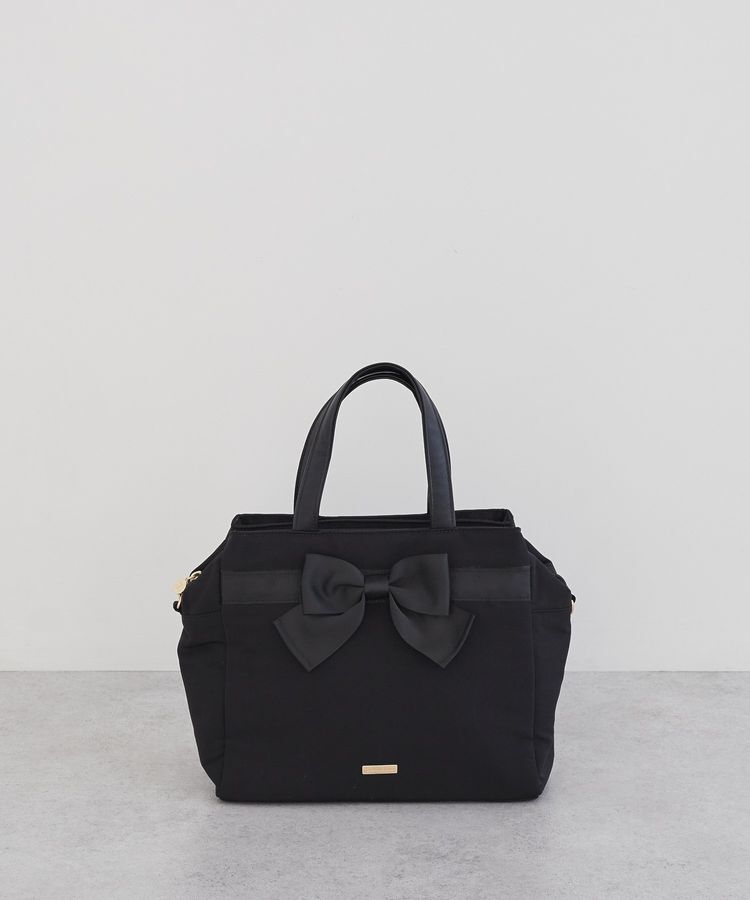 Maison de FLEUR「グログランリボン3ルーム2Wayトートバッグ」|トートバッグ|ブラック