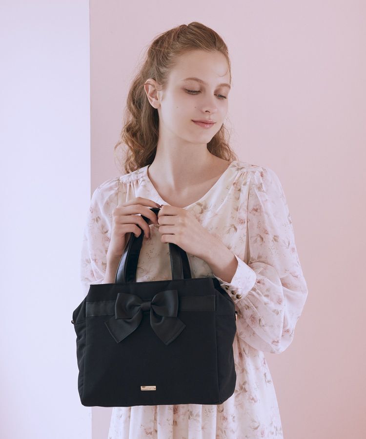 Maison de FLEUR「グログランリボン3ルーム2Wayトートバッグ」|トートバッグ|