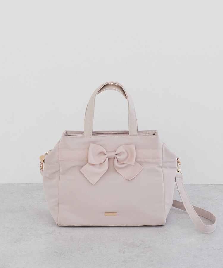 Maison de FLEUR「グログランリボン3ルーム2Wayトートバッグ」|トートバッグ|ピンク
